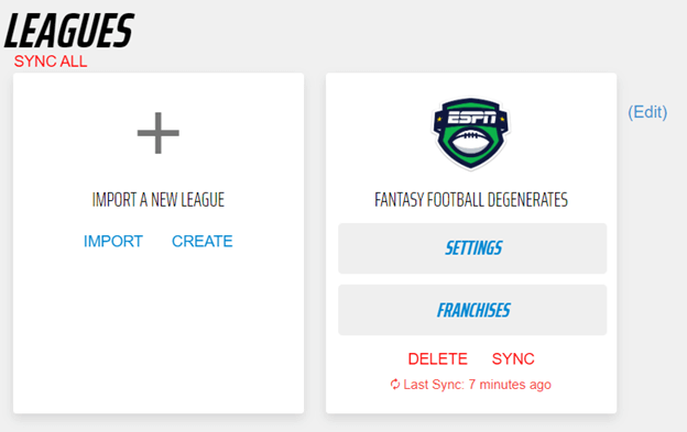 my guru get started/import league