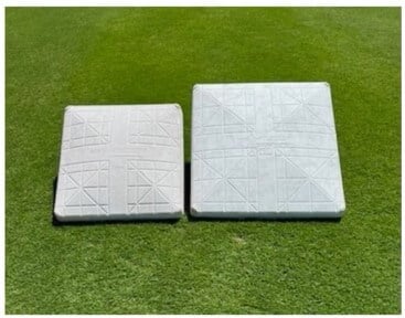 Fantasy Baseball - Image showing base size comparison of old bag to new
