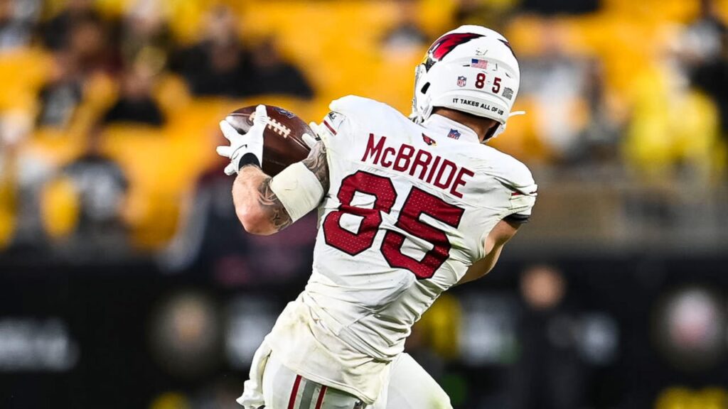 Start or Sit Fantasy Football - Trey McBride hauls in a pass against the Steelers.
